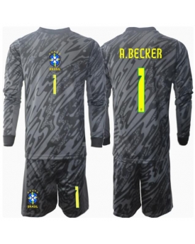 Brasile Alisson Becker #1 Portiere Maglia Gara Trasferta Repliche Copa America 2024 Bambino Maniche Lunghe
